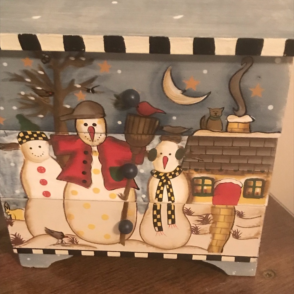 ⛄️⛄️Wood snowman box